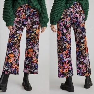 MAEVE by Anthropologie The Colette Floral Velvet Wide-Leg Pants Size 28T